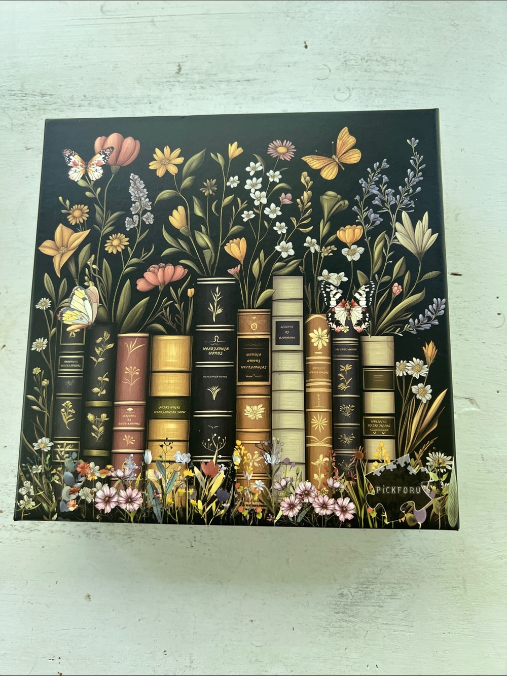 Wildflowers Floral Books Puzzle - Black, Gold, Green, Pink